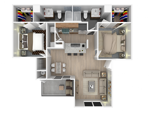 2 bed 2 bath floor plan A at Pinehurst Condominiums, Las Vegas